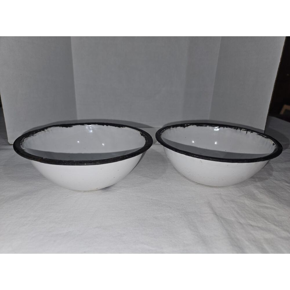 2 Small Enamel Bowls 5.5"D X 2" H